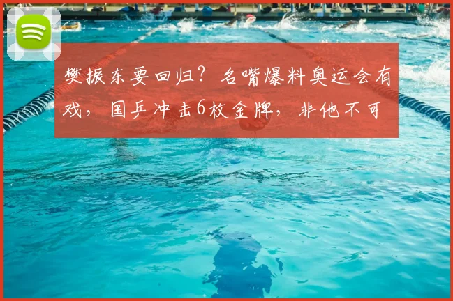 樊振东要回归?名嘴爆料奥运会有戏,国乒冲击6枚金牌,非他不可